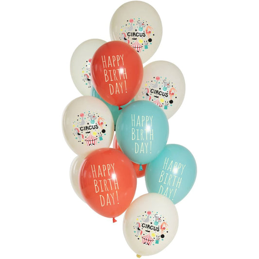 Ballons latex - Birthday Circus - 33cm (12pcs)
