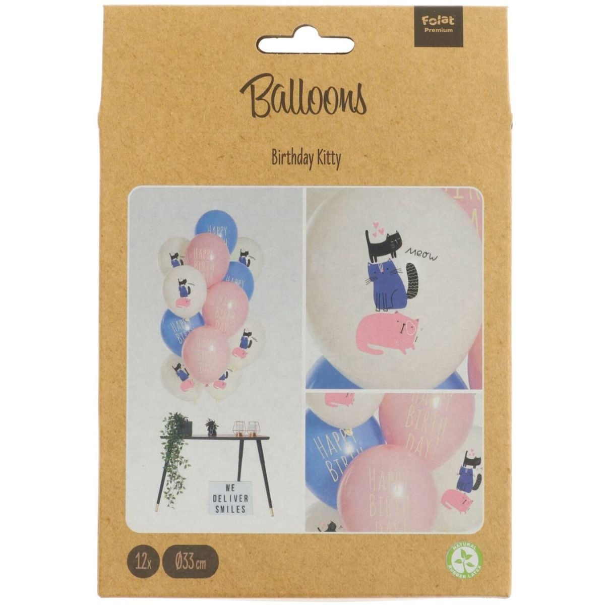 Ballons latex - Birthday Kitty - 33cm (12pcs)
