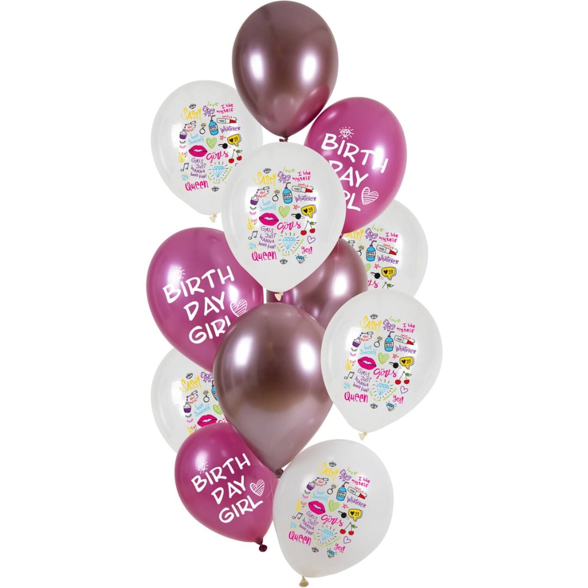 Ballons latex - Birthday Girl - 33cm (12pcs)