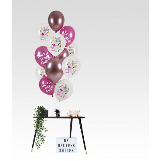 Ballons latex - Birthday Girl - 33cm (12pcs)