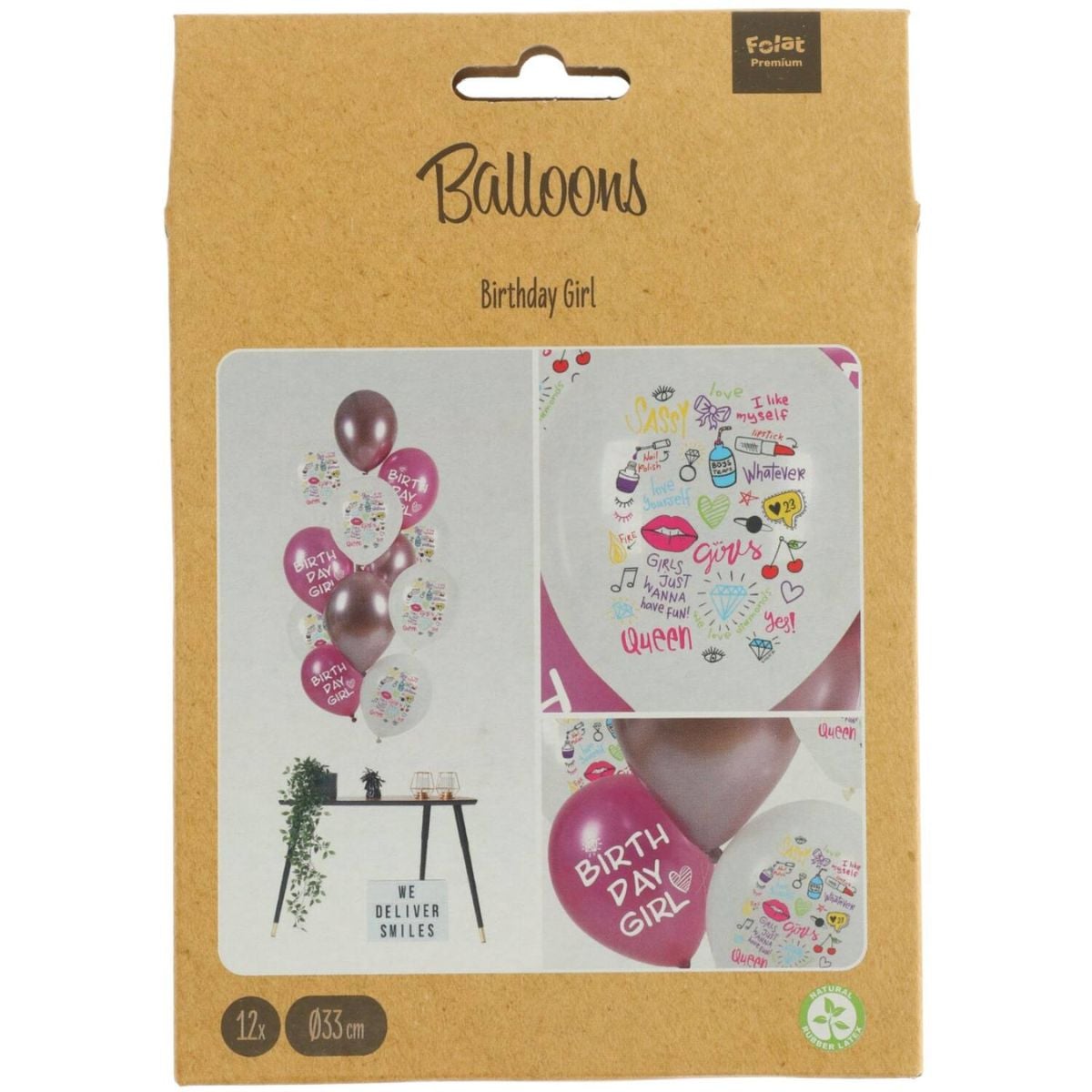 Ballons latex - Birthday Girl - 33cm (12pcs)