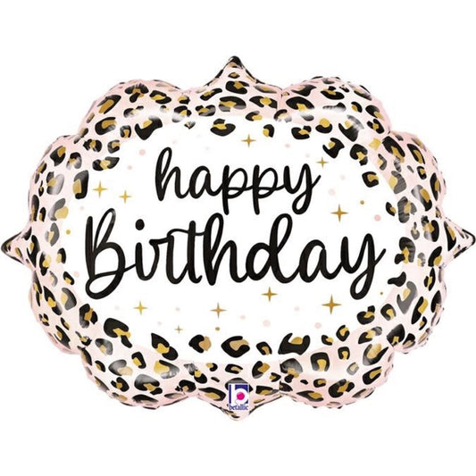 Ballon Alu - Happy Birthday Léopard (69cm)