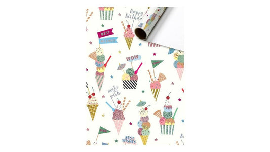 Papier cadeau Gelato blanc (70 cm x 1.5 m)