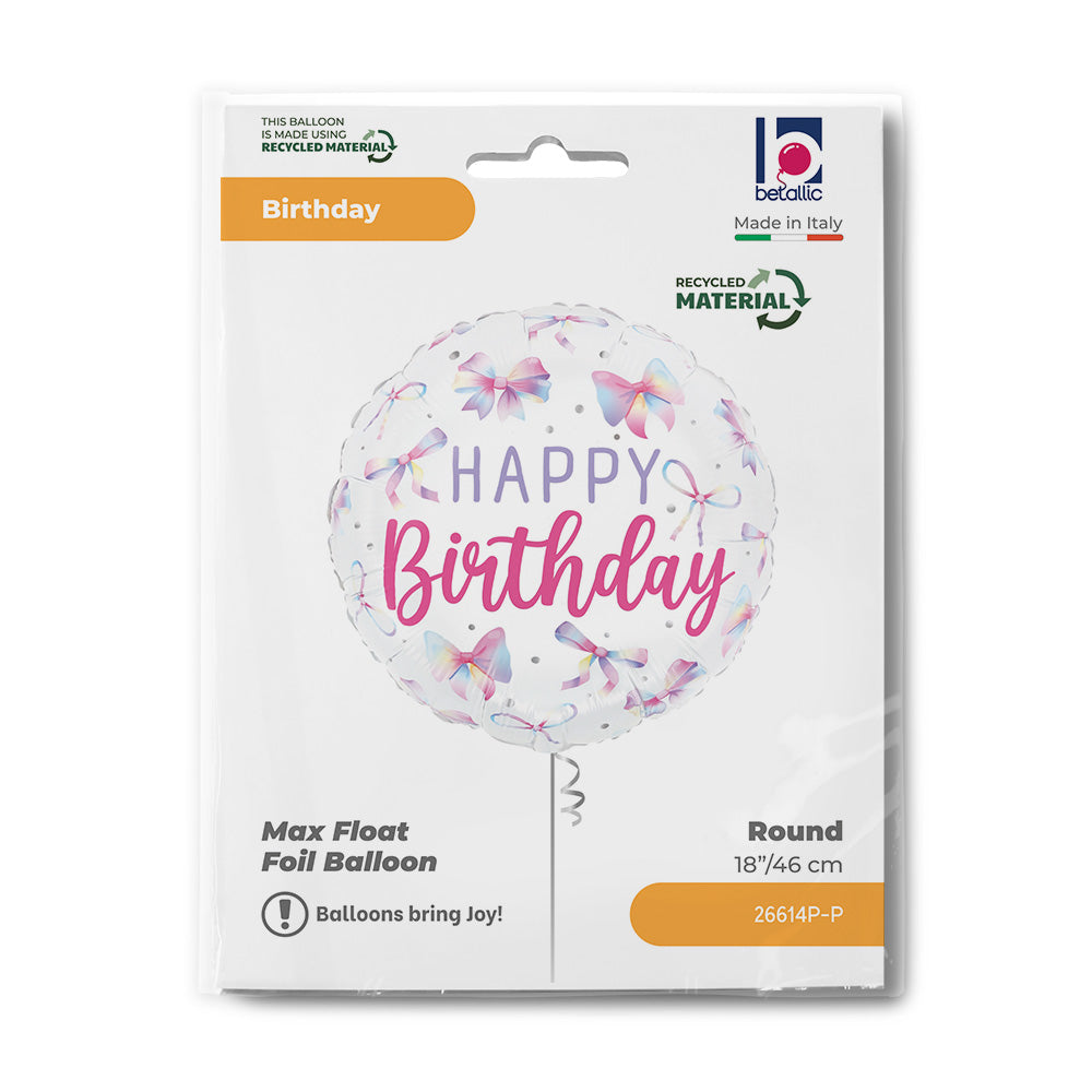 Ballon alu Nœud multicolore anniversaire - 46cm