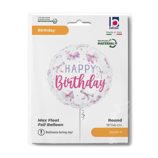 Ballon alu Nœud multicolore anniversaire - 46cm