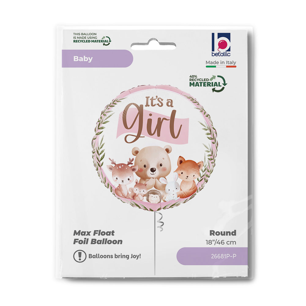 Ballon alu Woodland It's a Girl - 46cm