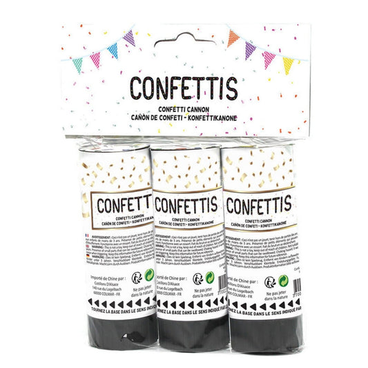 Canons à confettis - Noir Or - 11cm (3 pcs)