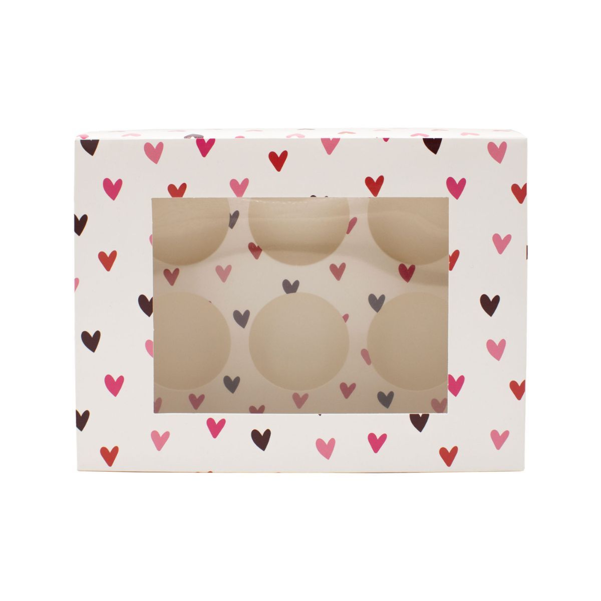 Boîtes à cupcakes Coeurs (6 cupcakes, 2 pièces)