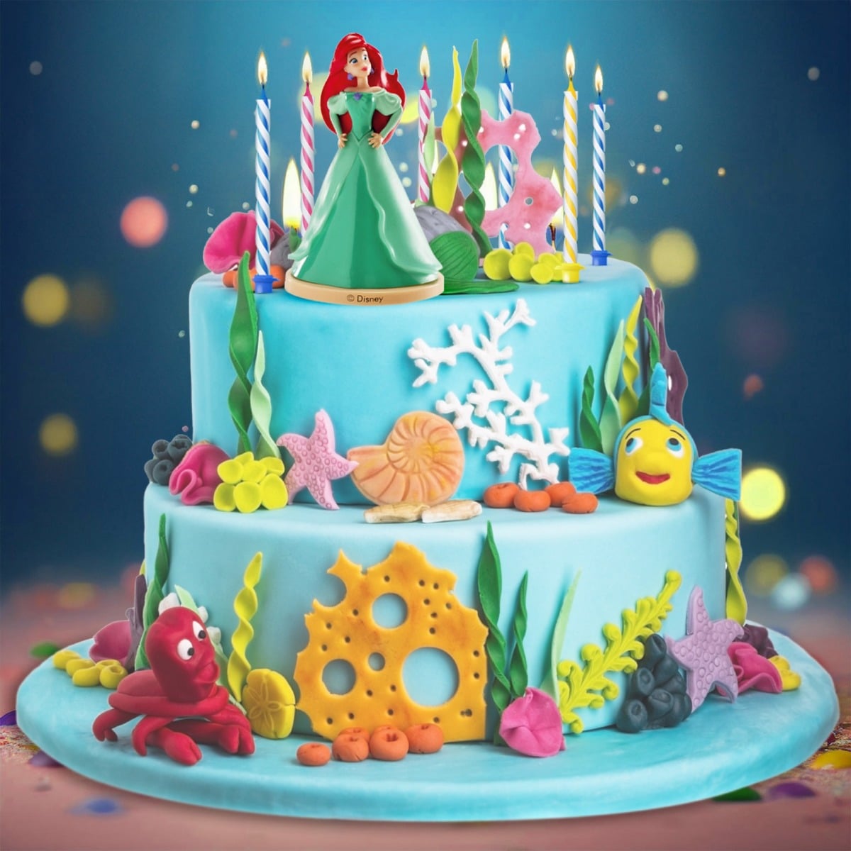 Décoration de gâteau - Kit Ariel avec bougies