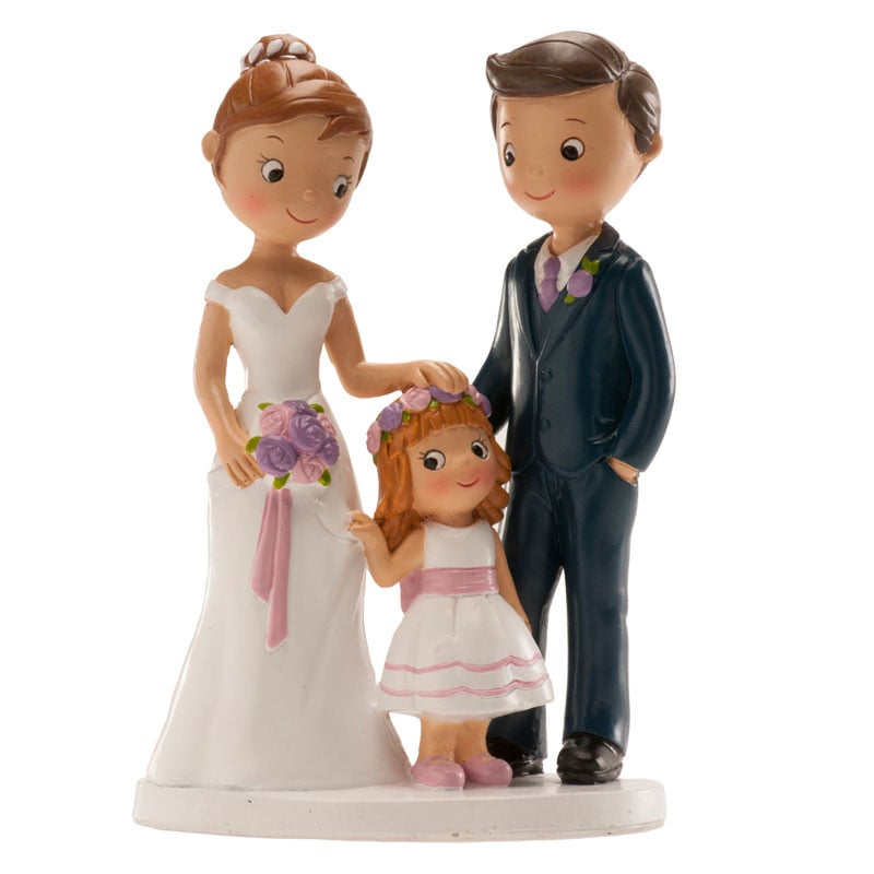Figurine Résine - Mariés avec fille (16cm)