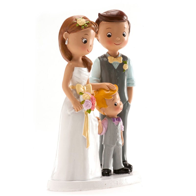 Figurine Résine - Mariés avec Garcon (16cm)
