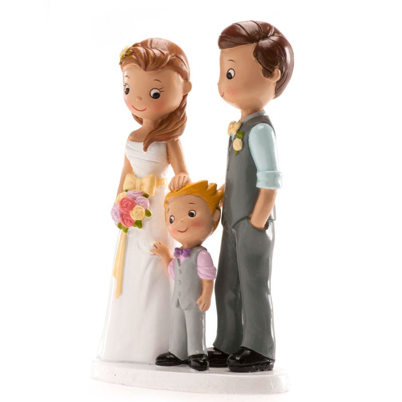 Figurine Résine - Mariés avec Garcon (16cm)