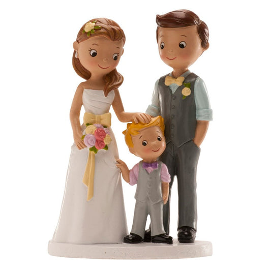 Figurine Résine - Mariés avec Garcon (16cm)