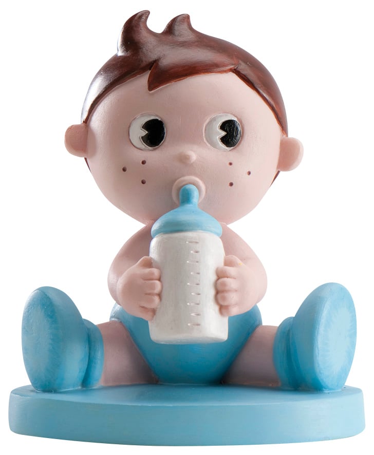 Figurine Baptême - Garçon avec biberon (10cm)