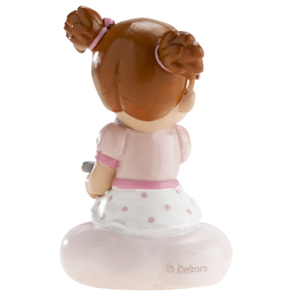 Figurine Baptême - Fille et son chat (10cm)