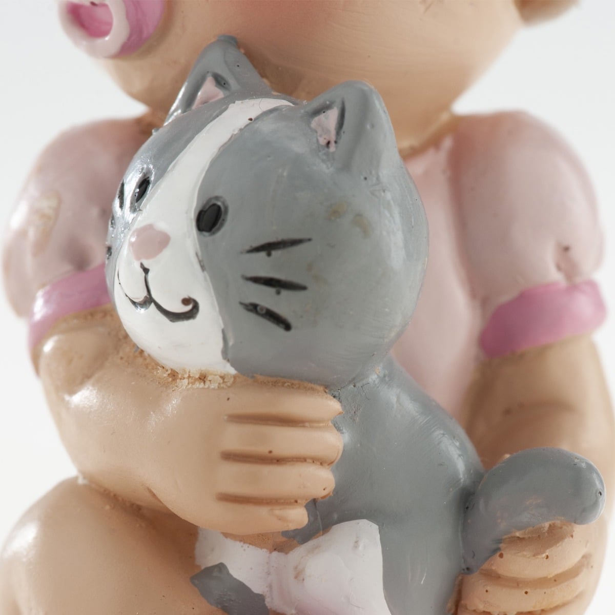Figurine Baptême - Fille et son chat (10cm)