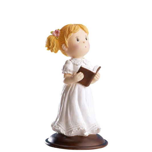 Figurine Communion - Fille et sa Bible (10cm)