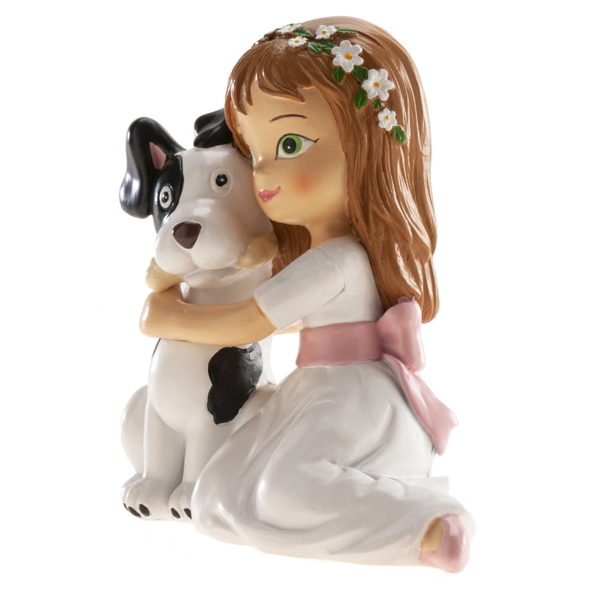Figurine Communion - Fillette et chien