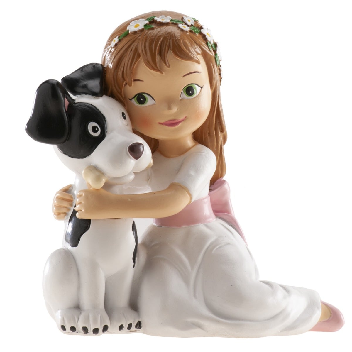 Figurine Communion - Fillette et chien