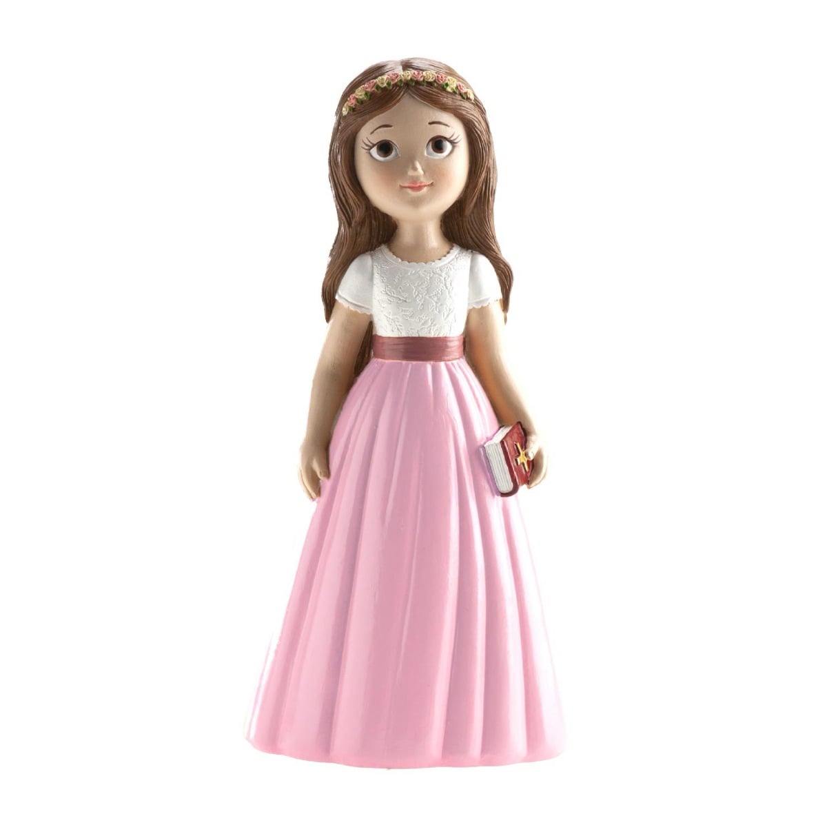 Figurine Communion - Fille jupe rose