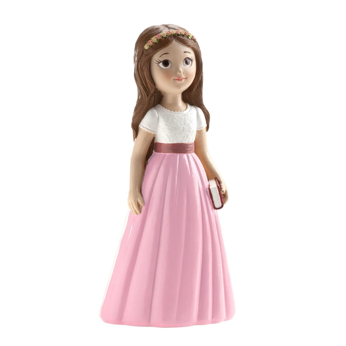 Figurine Communion - Fille jupe rose