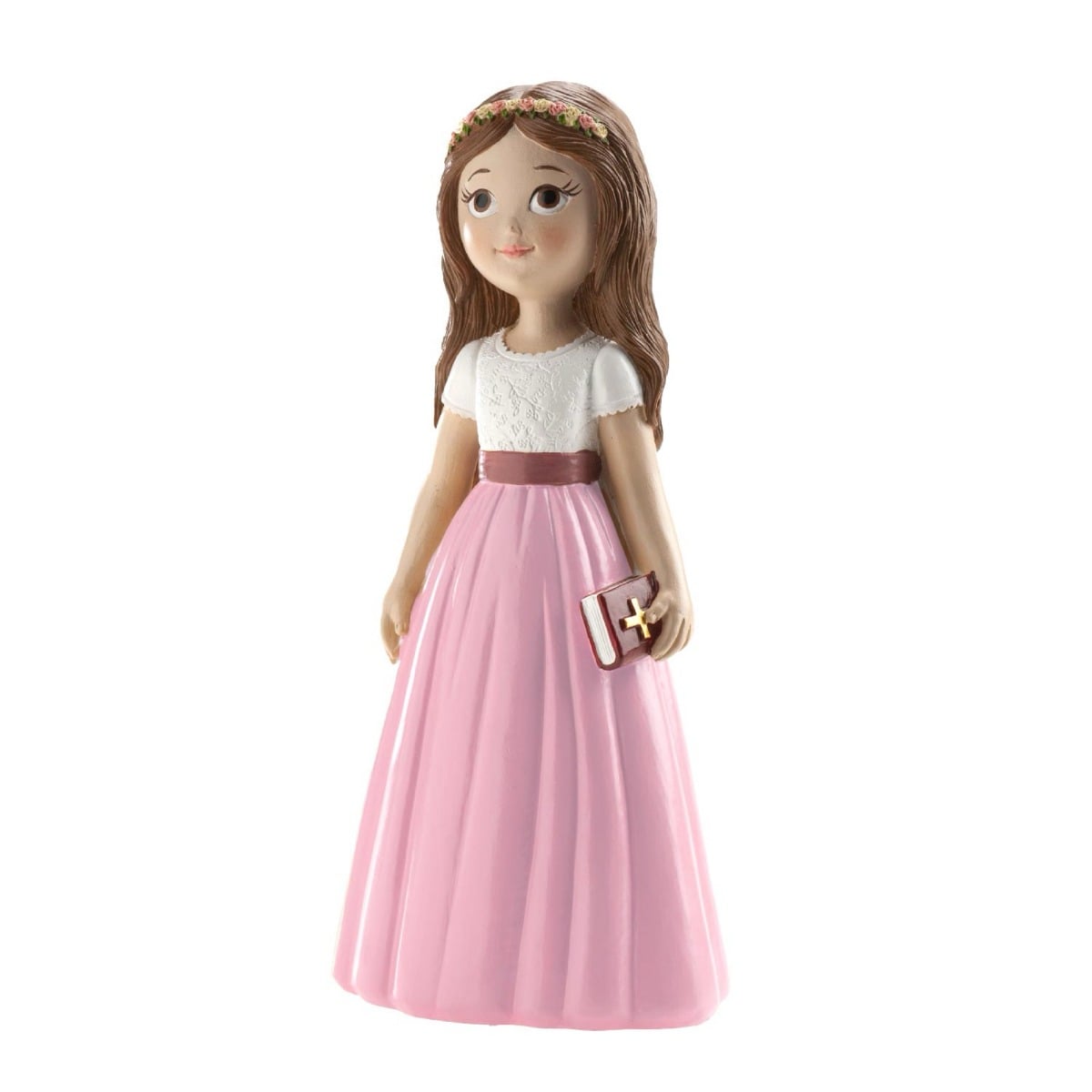 Figurine Communion - Fille jupe rose