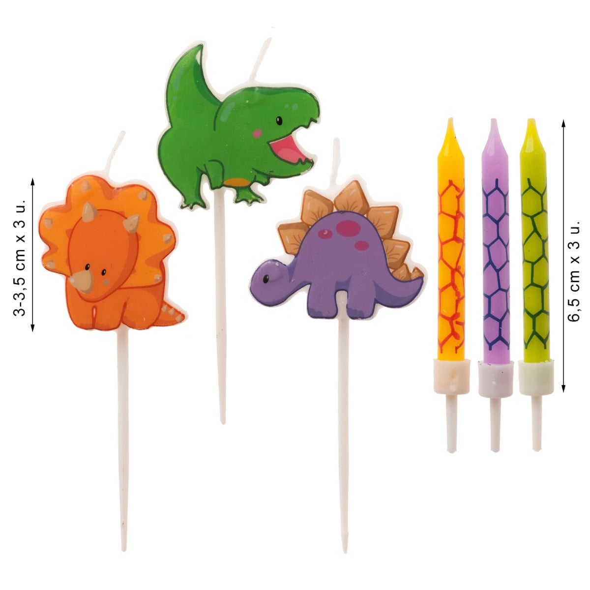 Bougies Mix Dinosaure (6pcs)