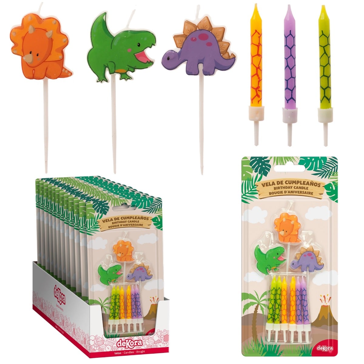 Bougies Mix Dinosaure (6pcs)