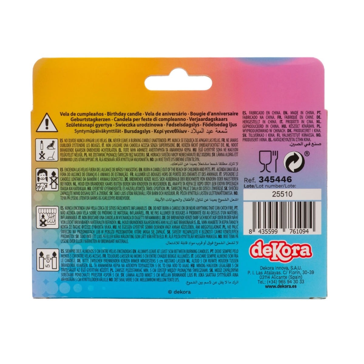 Bougies d'anniversaire Happy Birthday multicolore