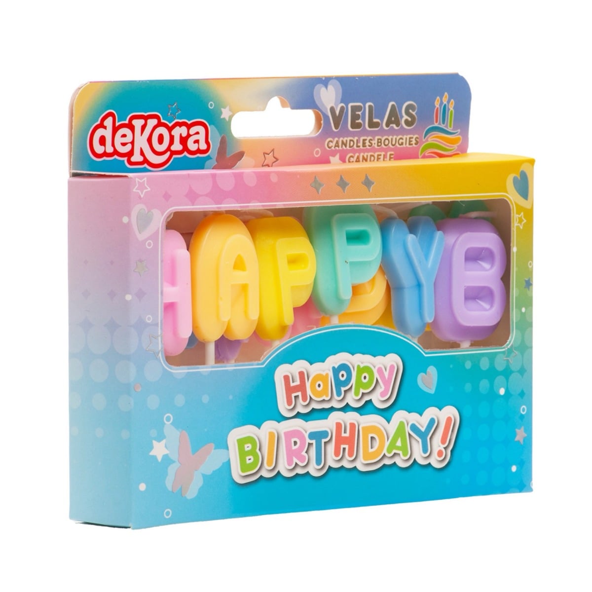 Bougies d'anniversaire Happy Birthday multicolore