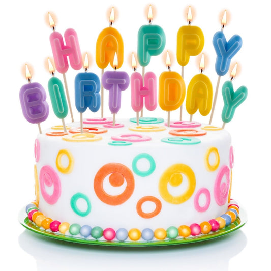 Bougies d'anniversaire Happy Birthday multicolore