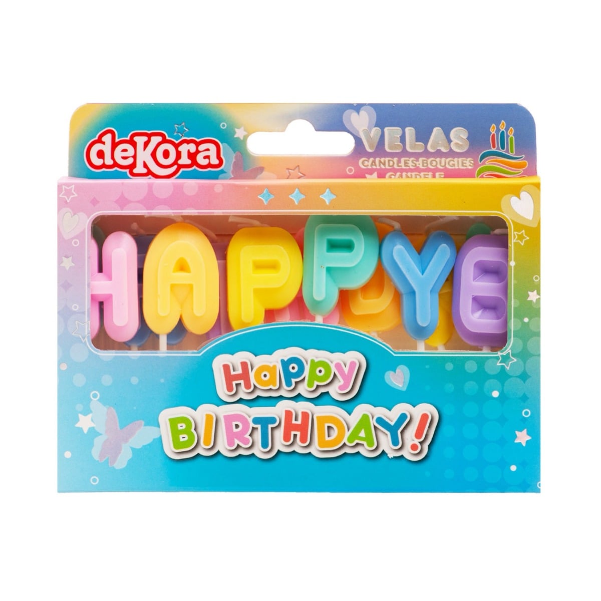 Bougies d'anniversaire Happy Birthday multicolore