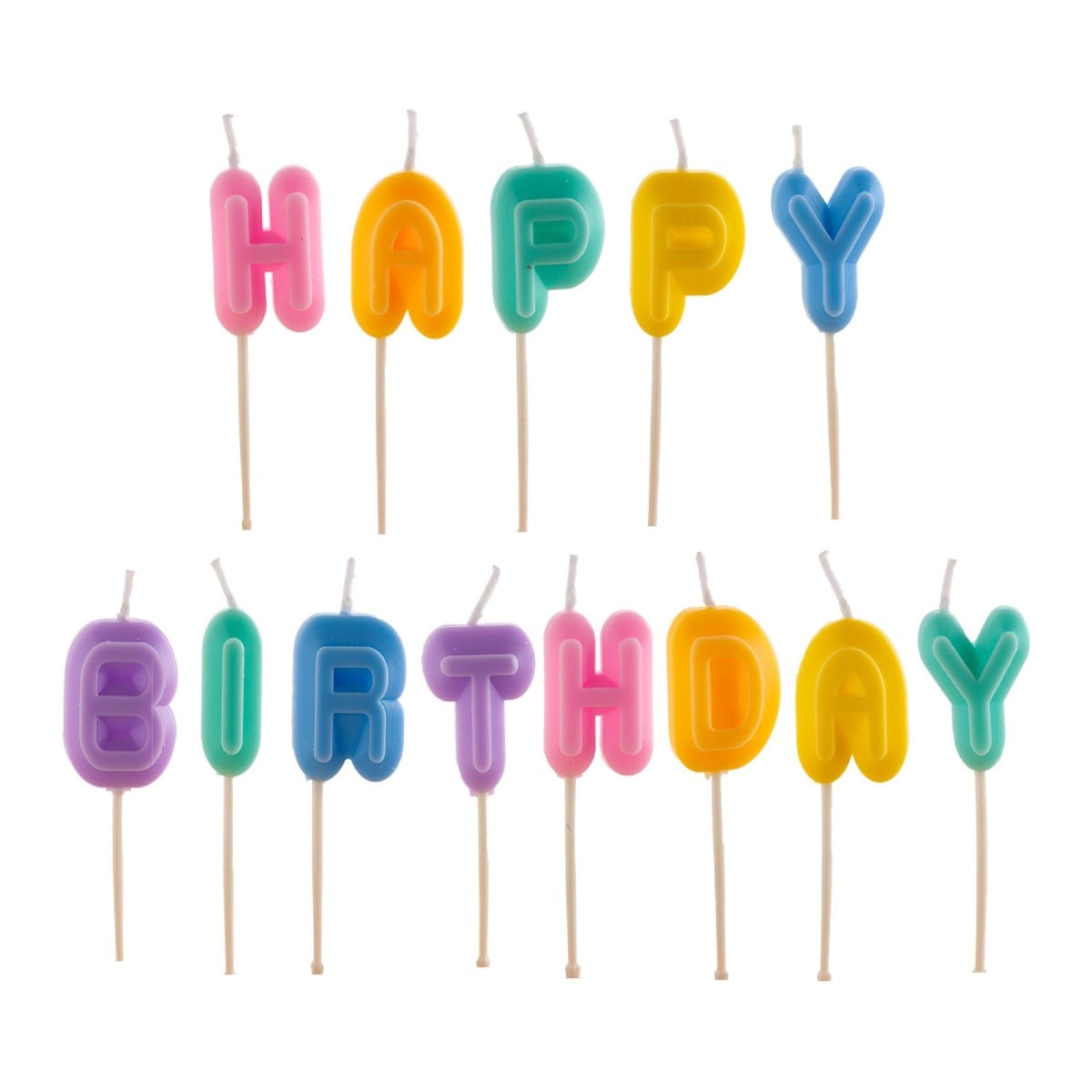 Bougies d'anniversaire Happy Birthday multicolore