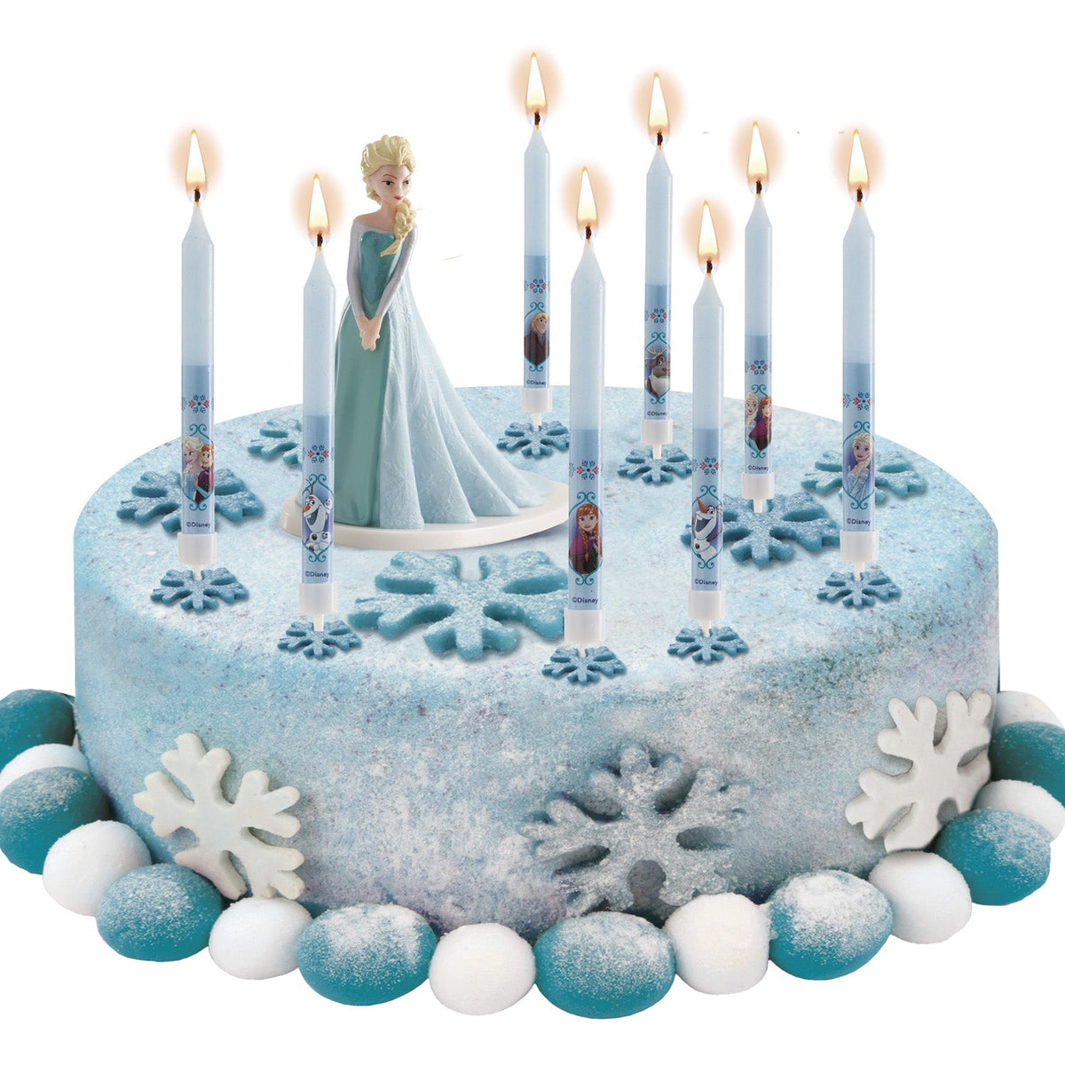 Bougies sur pique Reine des Neiges (8 pièces, 9cm)