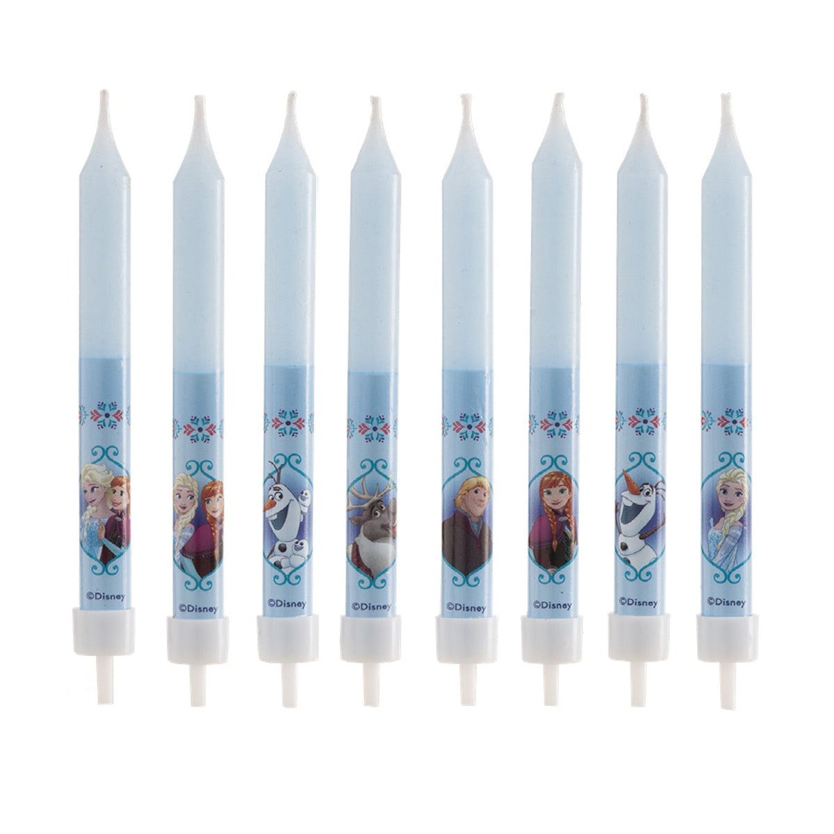 Bougies sur pique Reine des Neiges (8 pièces, 9cm)