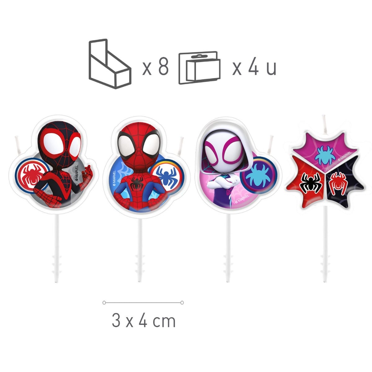 Bougie Spidey (4pcs)
