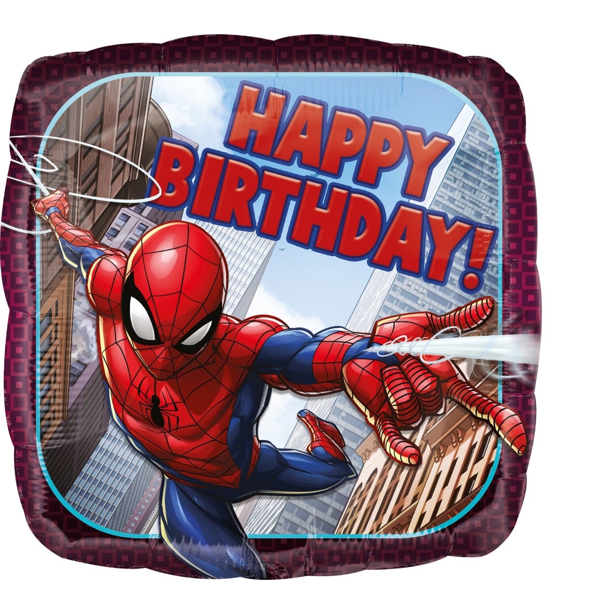 Ballon Alu Carré - Spiderman Happy Birthday (43cm)