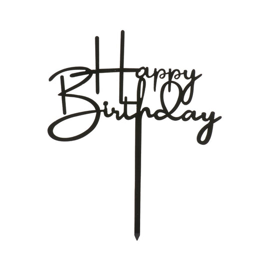 Cake Topper - Happy Birthday élégant noir