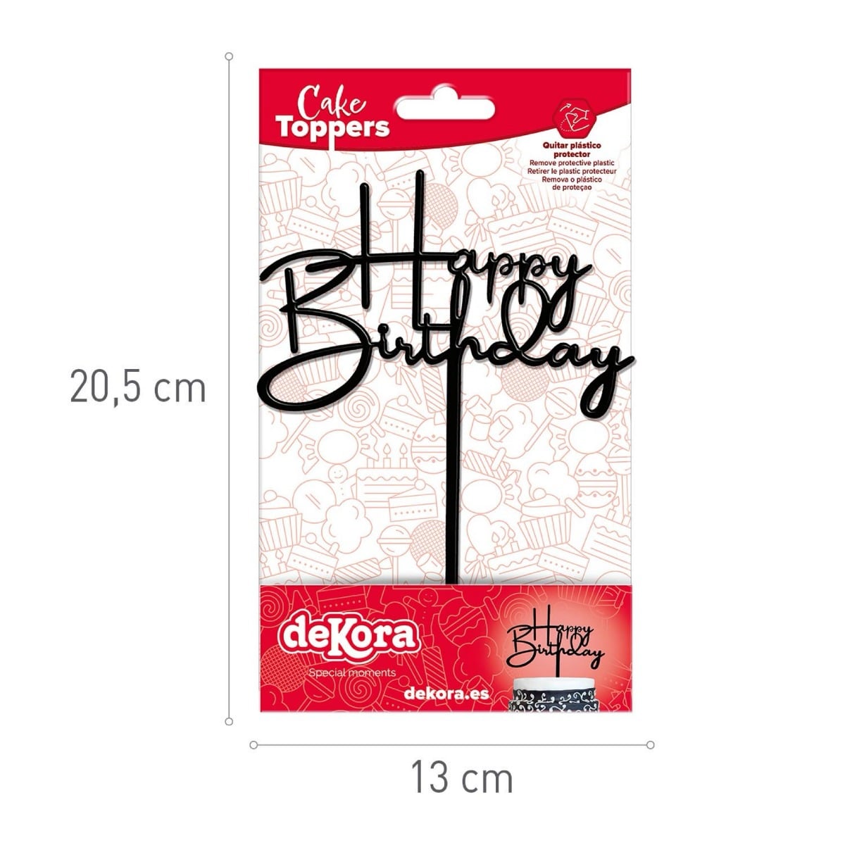 Cake Topper - Happy Birthday élégant noir