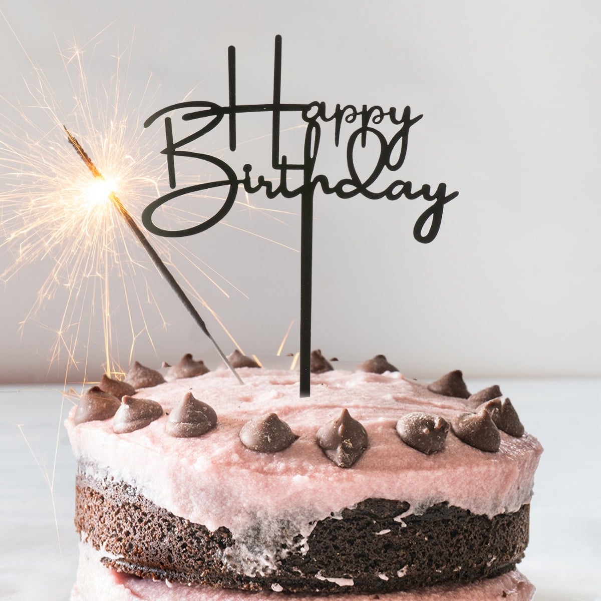 Cake Topper - Happy Birthday élégant noir
