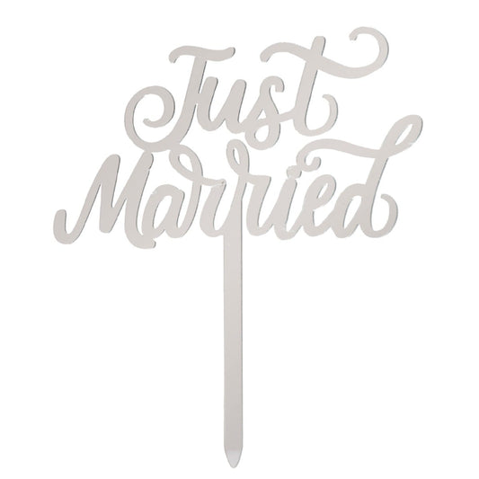 Cake topper - Just Married argenté