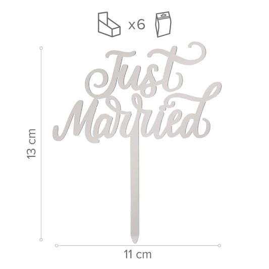 Cake topper - Just Married argenté