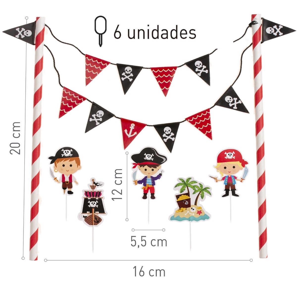 Cake Topper - Pirate (6pcs)