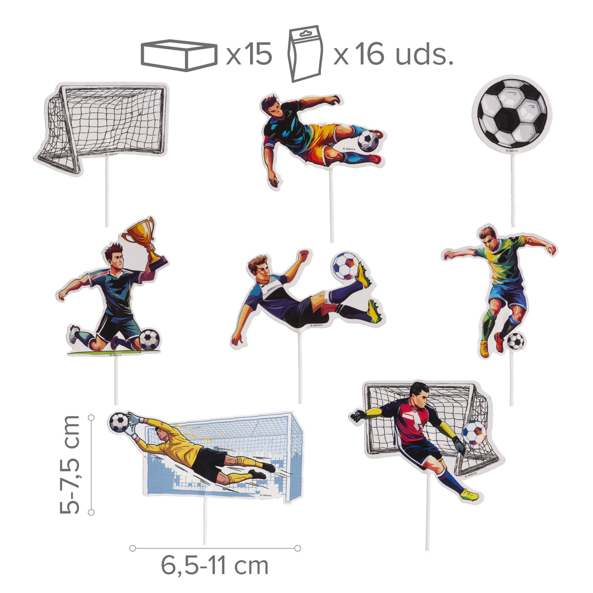 Cake toppers Football en papier (16pcs)