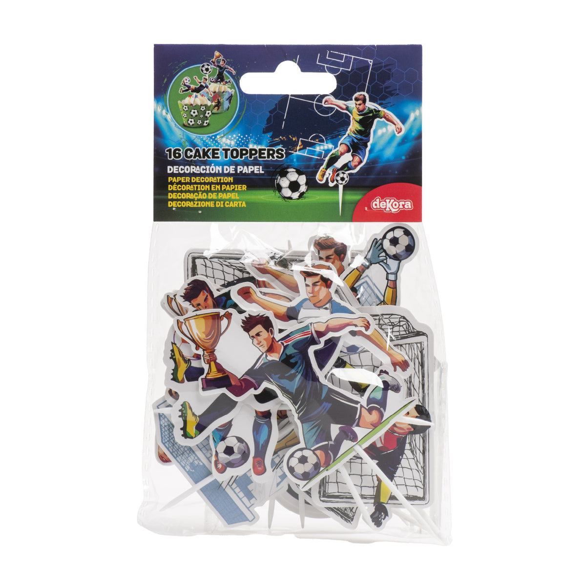 Cake toppers Football en papier (16pcs)