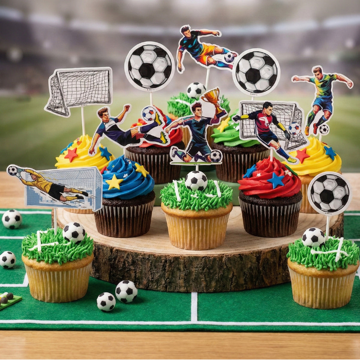 Cake toppers Football en papier (16pcs)