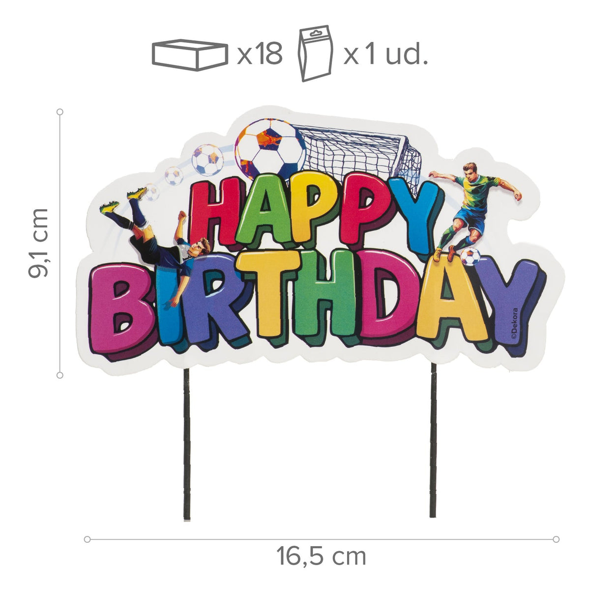 Cake toppers Football en papier (16,5 cm)