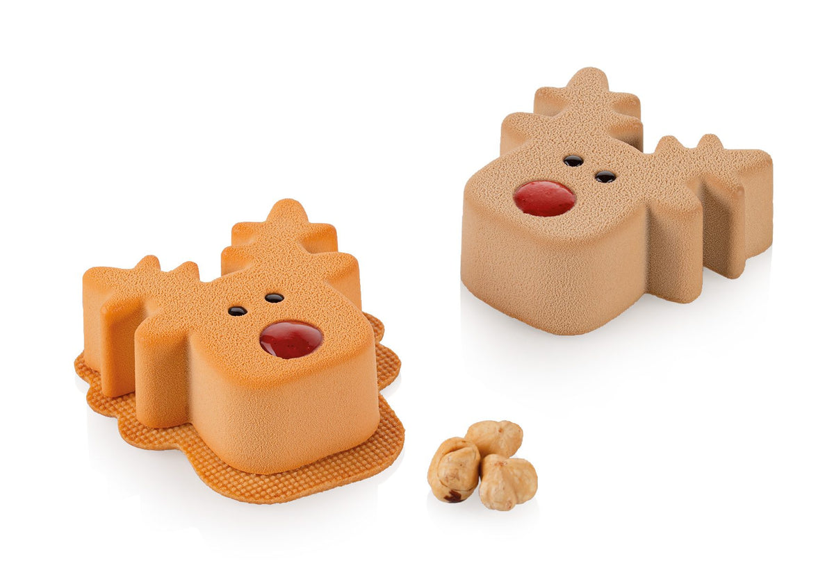 Moule en silicone Rudolph renne + emporte-pièce (6 x 100 ml)