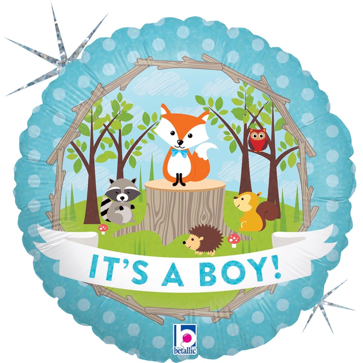 Ballon Alu Rond - Woodland It's a Boy (46cm)