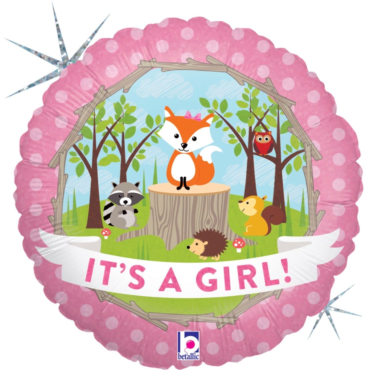 Ballon Alu Rond - Woodland It's a Girl (46cm)